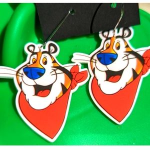 Fun corky Tony the tiger mascot dangle lightweight acrylic earrings